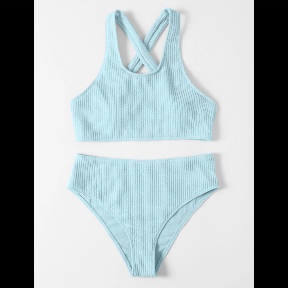 SHEIN High waisted Blue Bikini Size:  XL